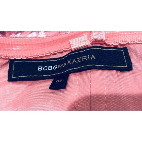BCBG Max Azria Strapless Jacquard Peach Blush Cocktail Dress – Size 4 - Picture 7 of 8